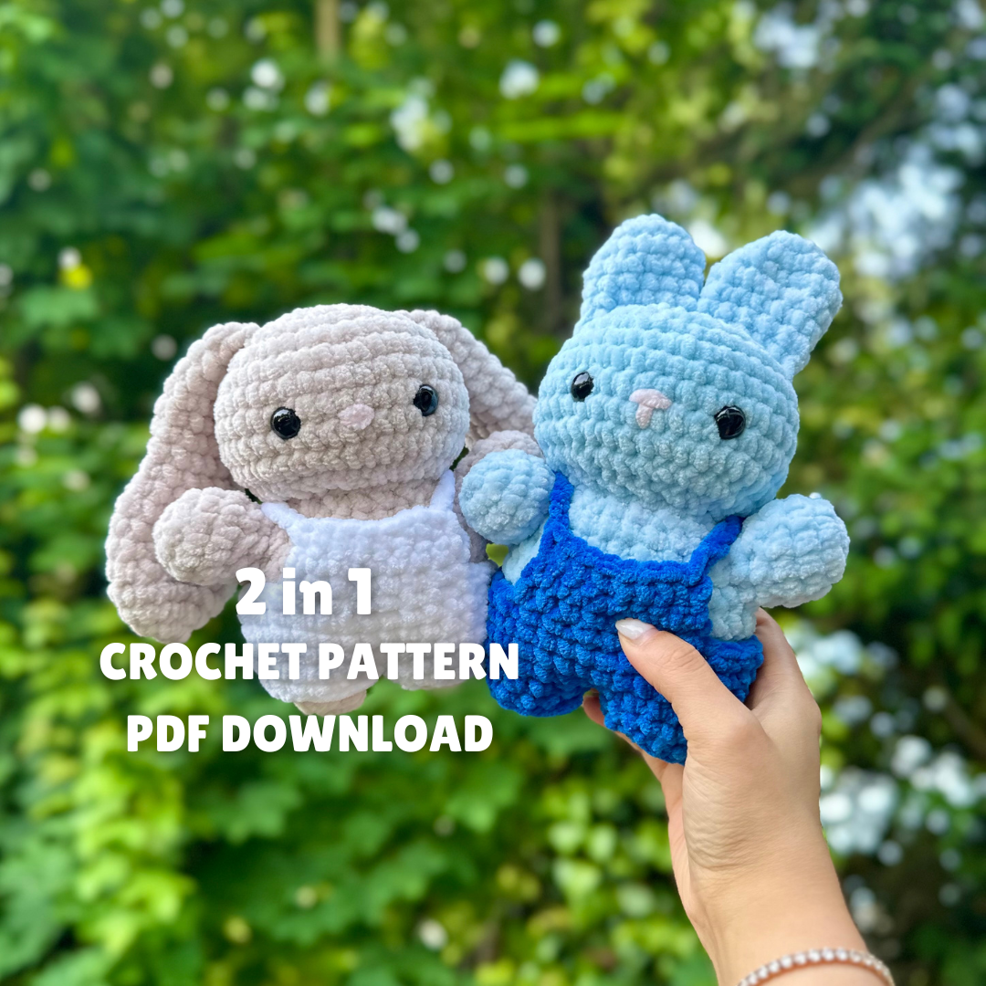 *PATTERN ONLY* 2-in-1 Bunny in Overalls Crochet Pattern